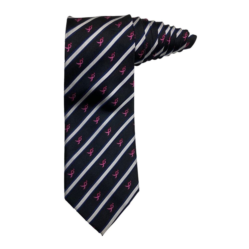 Knots Of Hope Susan G Komen Breast Cancer Awareness Ribbon Striped Necktie